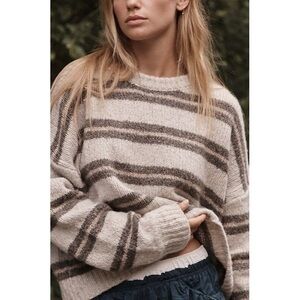 Spiritual Gangster Wilder Striped Alpaca Sweater in Gray